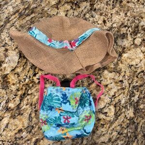 Doll Floral Hat and Backpack Set